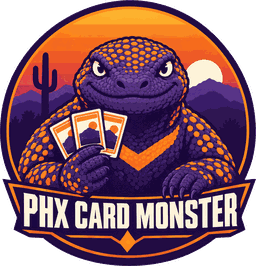 The PHX Card Monster gila monster mascot badge